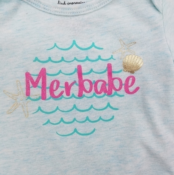 Mermaid Merbabe Beach Ocean Onesie Bodysuit Ruffle Pant 3-6m - Picture 3 of 8